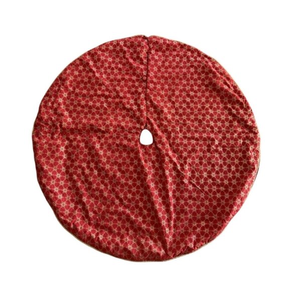 Martha Stewart Red & Gold Star Christmas Tree Skirt 48" Reversible - Picture 1 of 7